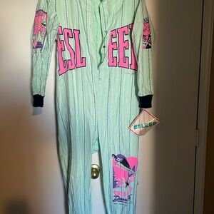 Vintage 90’s One Piece Esleep Pajama - Green and Pink